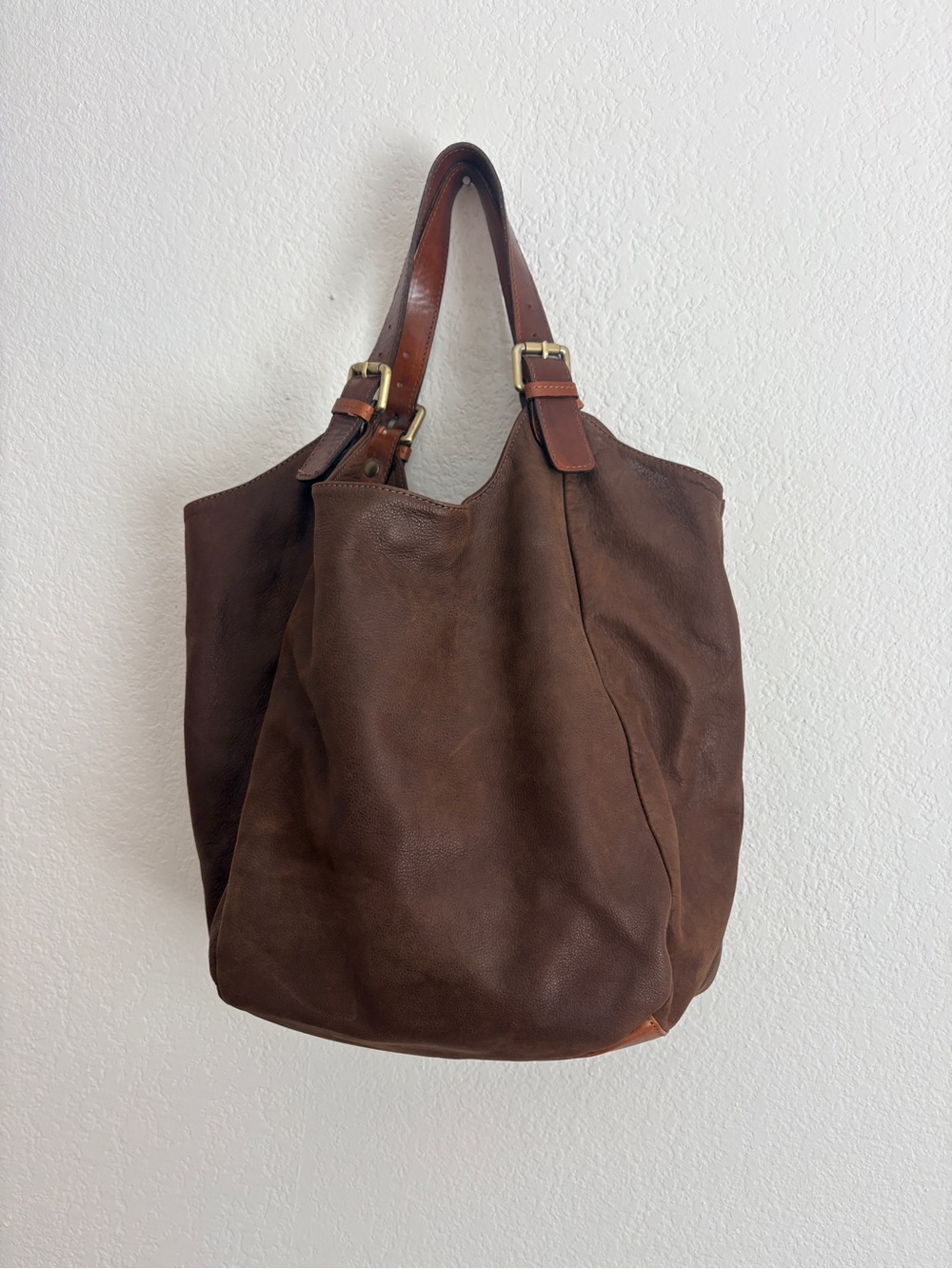 Artenova Pelletterie Italian Leather Slouchy Bag in Chocolate Brown
